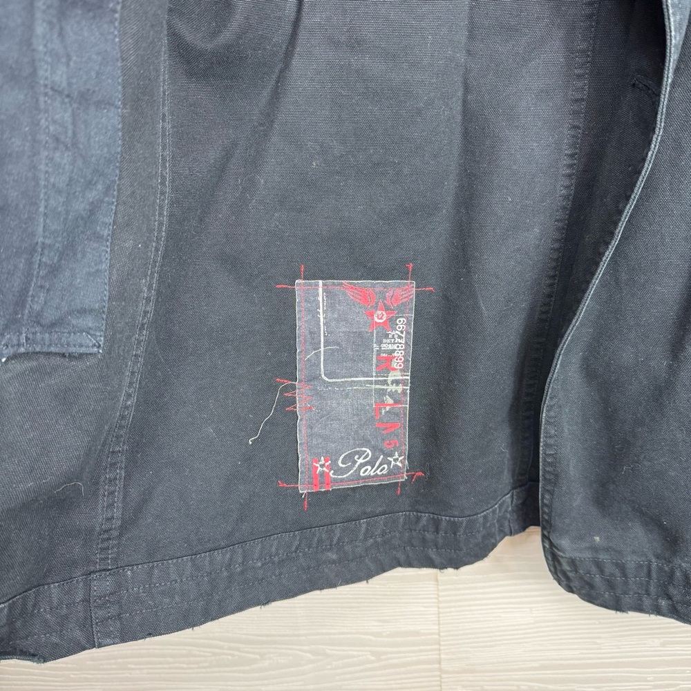 Polo by Ralph Lauren Navy Blue VTG 90s Motorcycle Jacket Military Logo - Picture 9 of 16